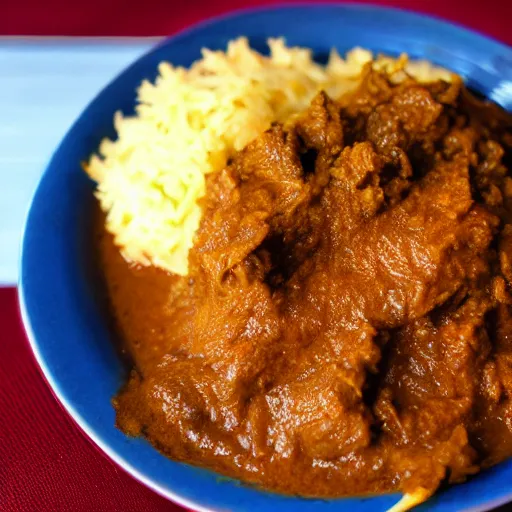 Image similar to a professional photo of nasi rendang