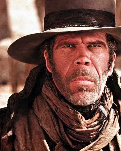 Image similar to film still close up shot of ron perlman in the movie a fistful of dollars. photographic, photography