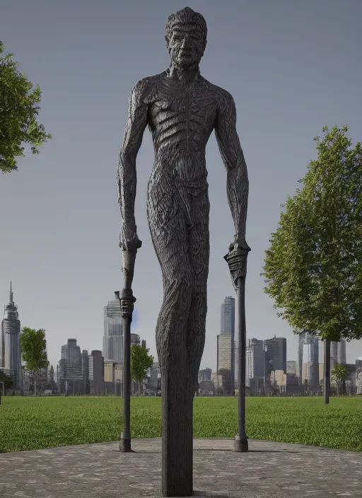 Image similar to highly detailed realistic architecture 3 d render of a stele in the style of vladimir shukhov standing in a city park, archdaily, made in unreal engine 4 octane render