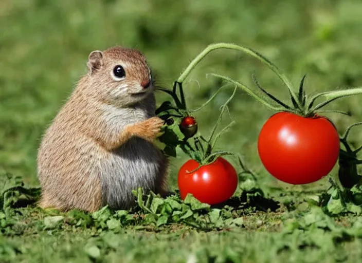 Image similar to gopher eating a tomato