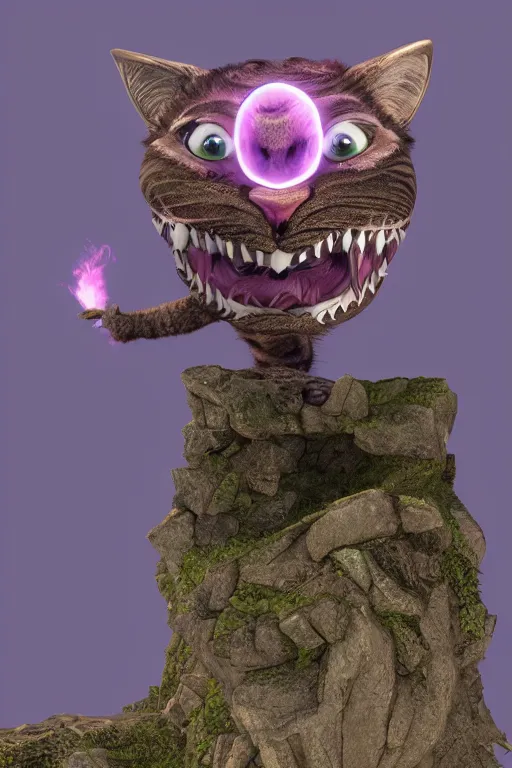 Prompt: cheshire cat vanishing vfx, burning vfx, vanishing vfx, made with blender, highly detailed, artstation, volumetric lighting, concept