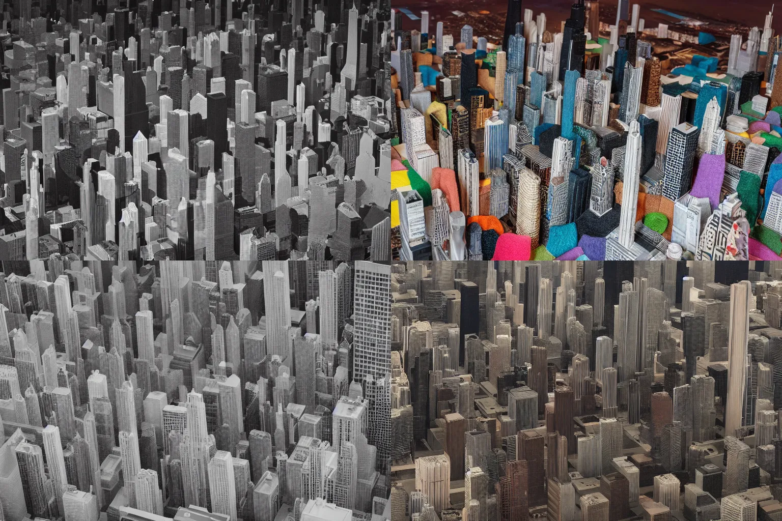 Prompt: dystopian Chicago where everyone and everything is made of felt, 4K studio photo