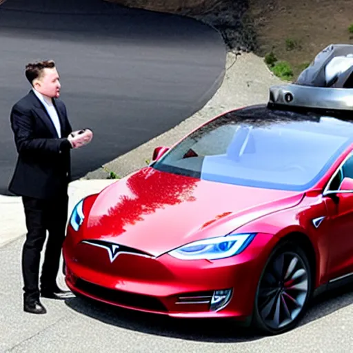 Prompt: elon musk getting electrocuted by his own Tesla car