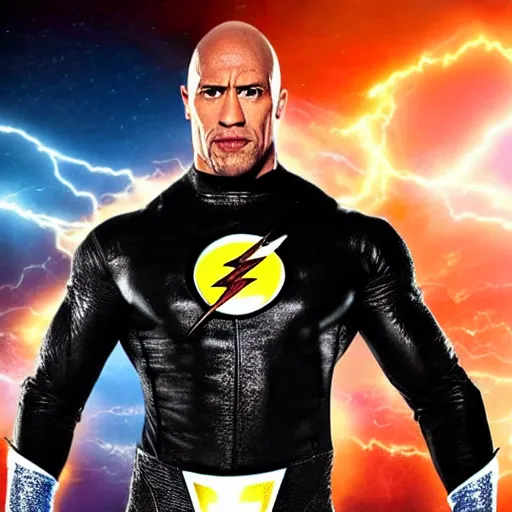 Image similar to The Rock in a The Flash WWE costume