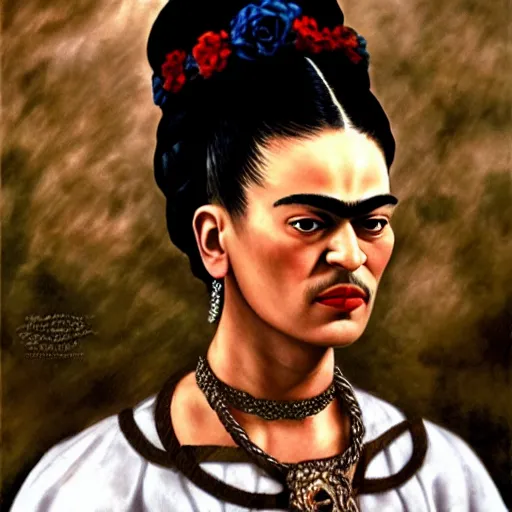 Image similar to Ultra realistic close-up of Frida Kahlo in a wedding dress rock climbing, hd