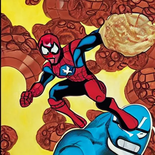 Prompt: marvel comics cover of ice cream pizza, 1 0 8 0 p award - winning painting