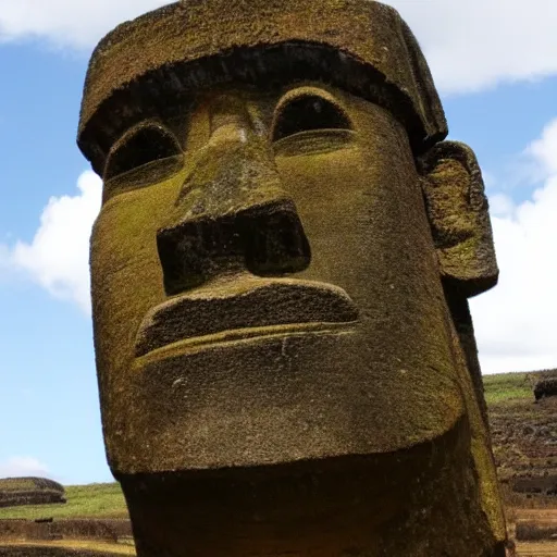 Image similar to easter island head anime girl moai