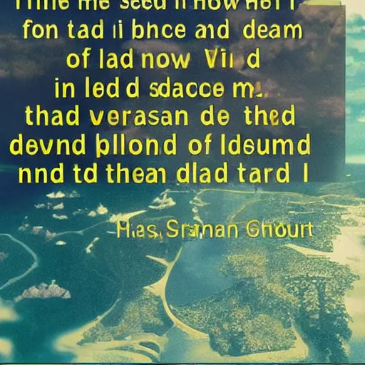 Image similar to Though I did not know the place, I set out for the land of my dreams. Having arrived at the land of my dreams, I found I did not know the place