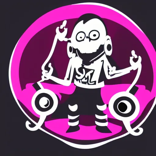 Image similar to svg vector sticker of Boo-Ghost, rocking out, wearing headphones, huge speakers, dancing, rave, DJ, spinning records, digital art, amazing composition, rule-of-thirds, award-winning, trending on artstation, featured on deviantart