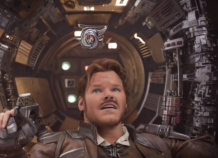 Image similar to a very high resolution image from a new movie, starlord. in a room full of 9 0's, directed by wes anderson