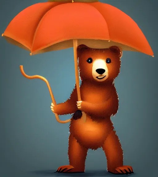 Image similar to autumn a bear with an umbrella cartoon trending on artstation