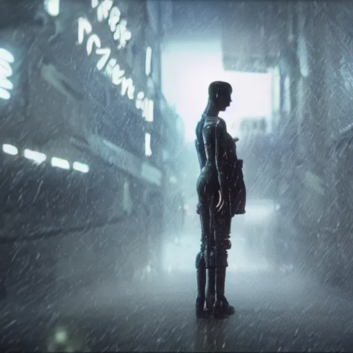 Prompt: derivative ideation of bladerunner 2046, interstellar, cyberpunk 2077, death stranding, alien covenant movie still, Pixar octane render, posing