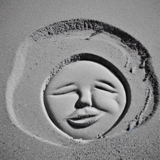 Image similar to a face in the sand