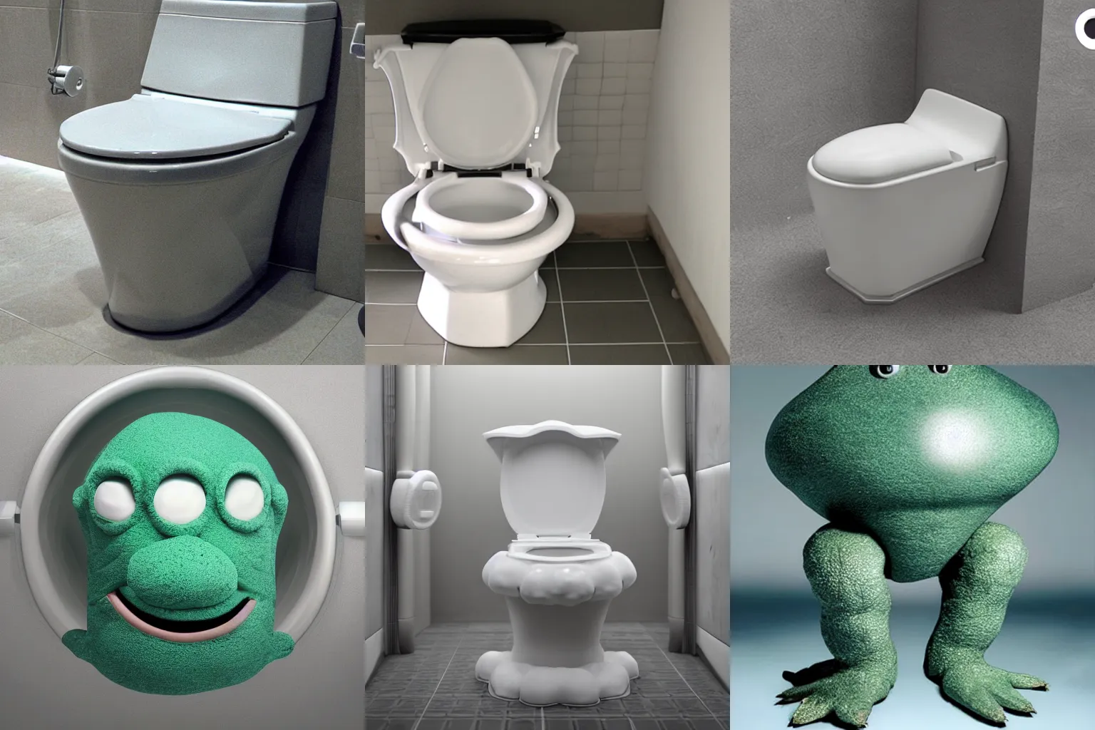 Prompt: a toilet creature, a creature that looks like a toilet