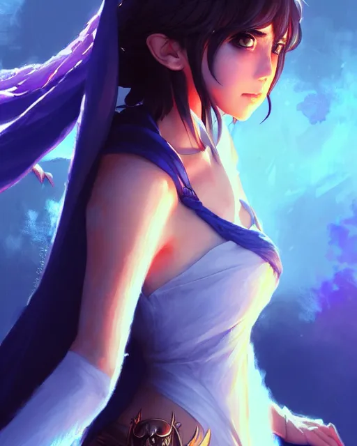 Image similar to ana de armas as a sorceress, fantasy, portrait shinkai makoto studio ghibli studio key hideaki anno sakimichan stanley artgerm lau rossdraws james jean marc simonetti elegant highly detailed digital painting artstation pixiv