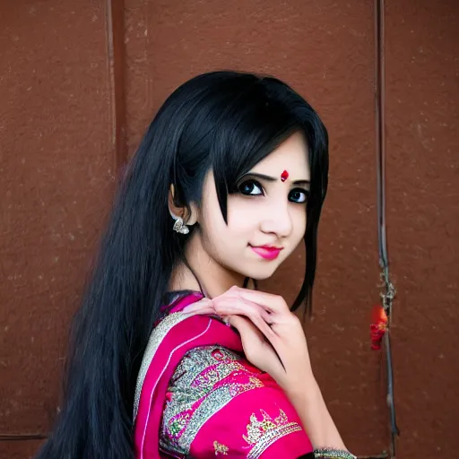 Image similar to anime girl wearing saree