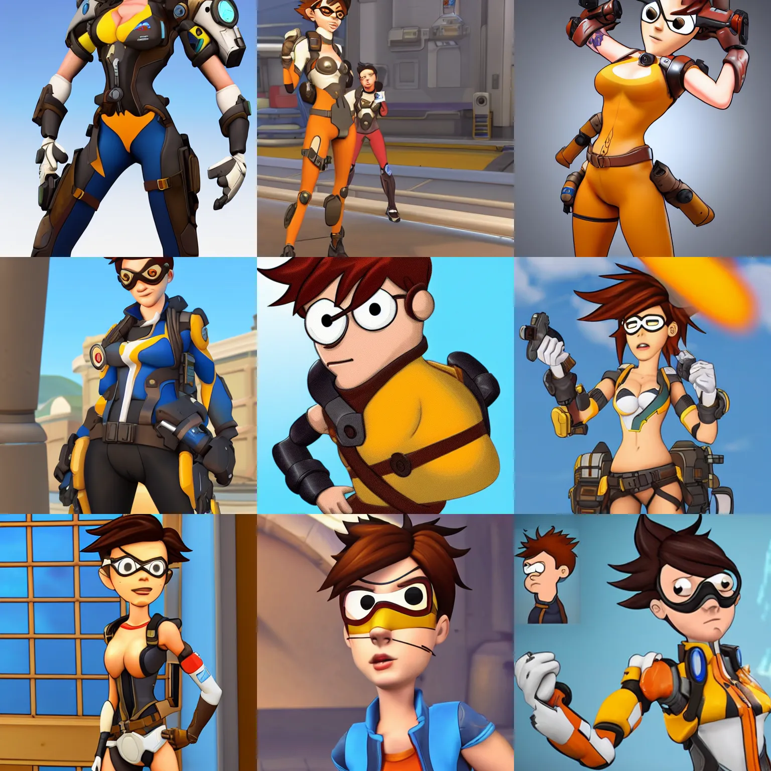 Prompt: Tracer from Overwatch as a family guy character