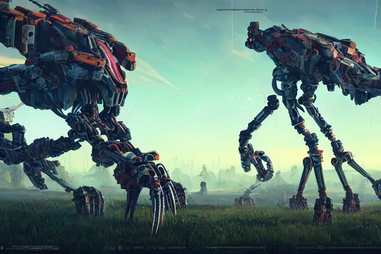 Image similar to longleg machine mecanical creature robot of horizon forbidden west horizon zero dawn bioluminiscence global illumination ray tracing hdr fanart arstation by ian pesty and alena aenami artworks in 4 k