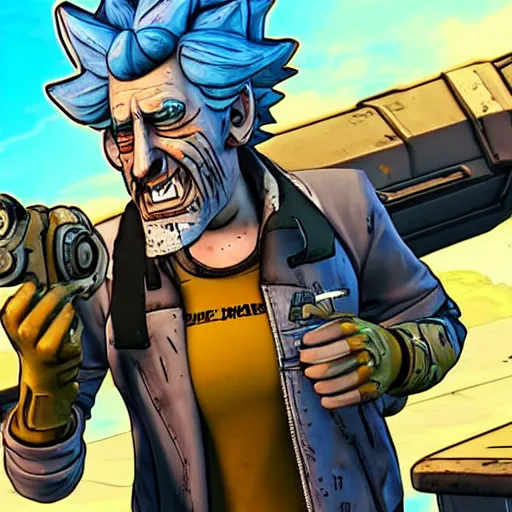 Prompt: Rick Sanchez in borderlands 2 4k detailed super realistic