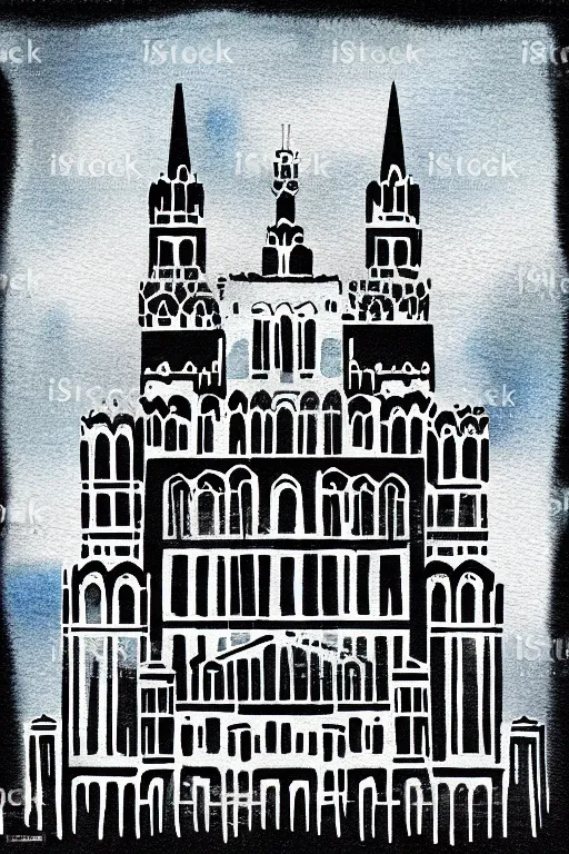 Image similar to minimalist watercolor art of a moscow kreml, illustration, vector art