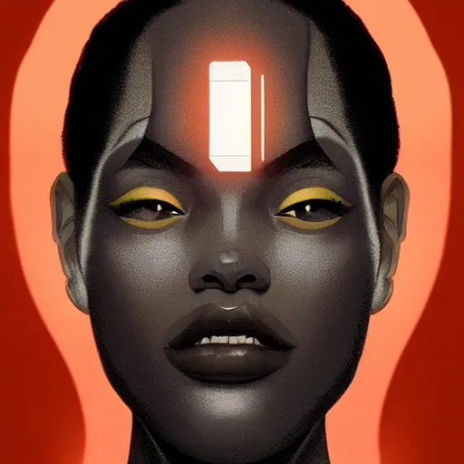 Image similar to symmetry!! solid cube of light, hard edges, product render retro - futuristic poster scifi, black face characters, intricate, elegant, highly detailed, digital painting, artstation, concept art, smooth, sharp focus, illustration, dreamlike, art by artgerm