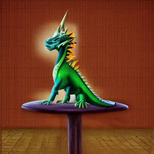 Prompt: dragon sitting on a high top stool waiting patiently for a drink, digital art