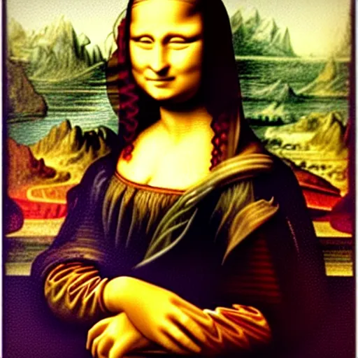 Prompt: Mona Lisa, but she's replaced with Gigachad