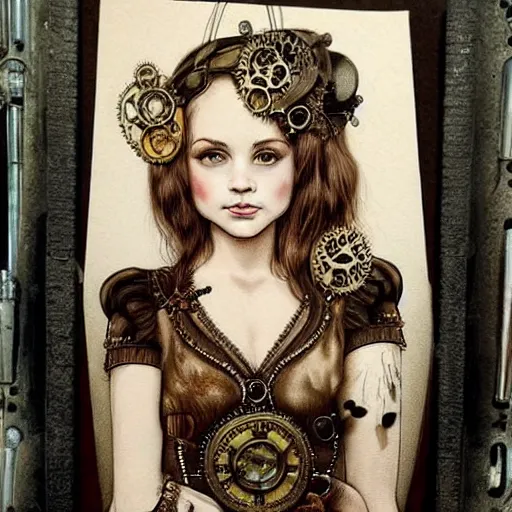 Prompt: beautiful Emma Wardell, perfect face and boy, in detailed steampunk dress, smooth, sharp focus, illustration, realistic