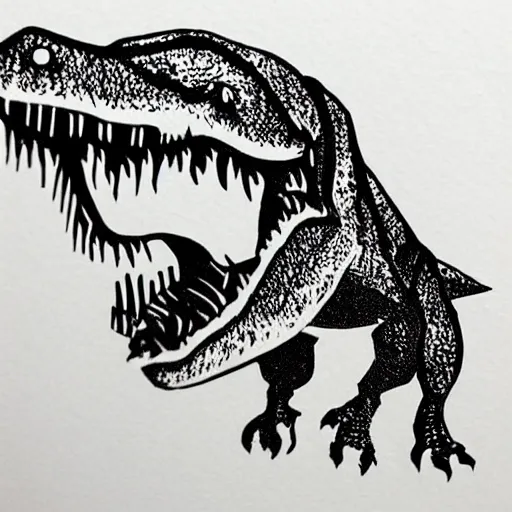 Image similar to linocut of a t - rex