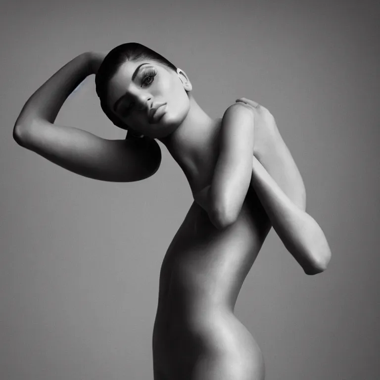 Prompt: kylie jenner, photographed in the style of olivier valsecchi.