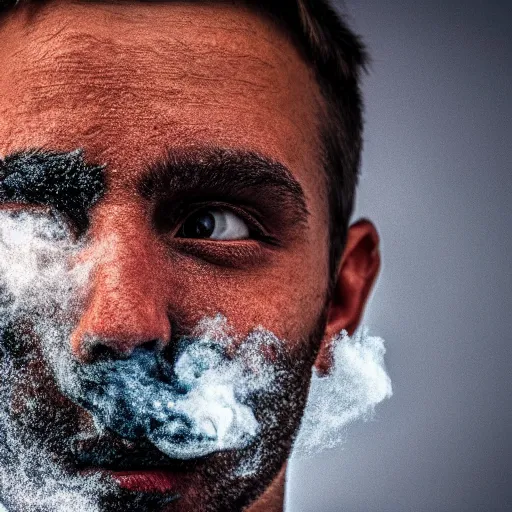 Image similar to man face made of smoke particles