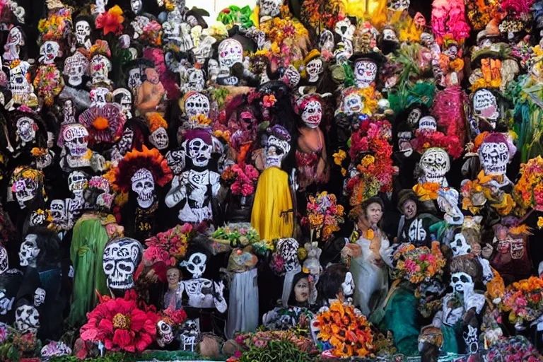 Image similar to cinematography dia de muertos in san magel de ayende by Emmanuel Lubezki