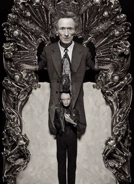 Prompt: a portrait of woody guthrie by erwin olaf and nekro borja, photorealistic, intricate details, hyper realistic, dark fantasy, rococo onyx headpiece, crystals, photorealistic, canon r 3, photography, symmetrical features, symmetrical pose, wide angle shot, head to toe, standing pose, feet on the ground