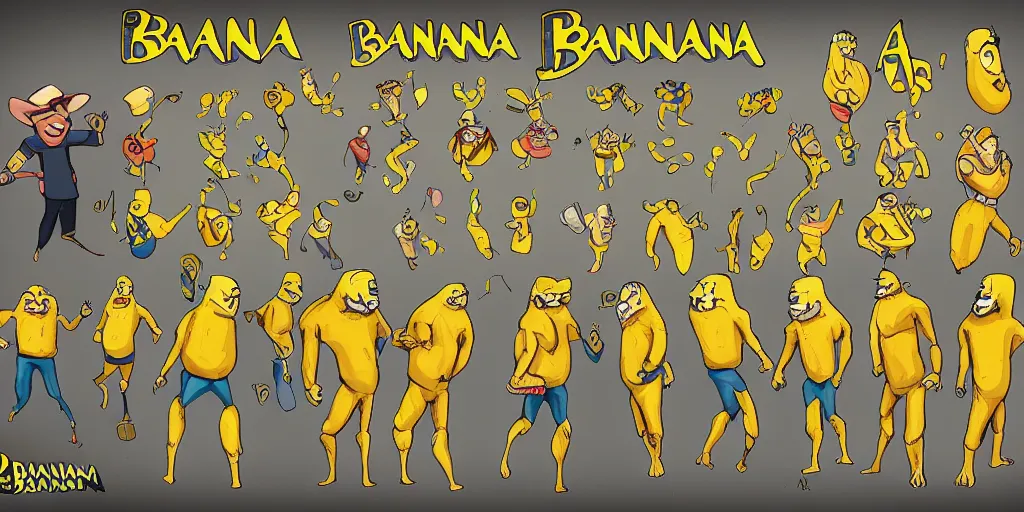 Image similar to character design sheet of the bananana man