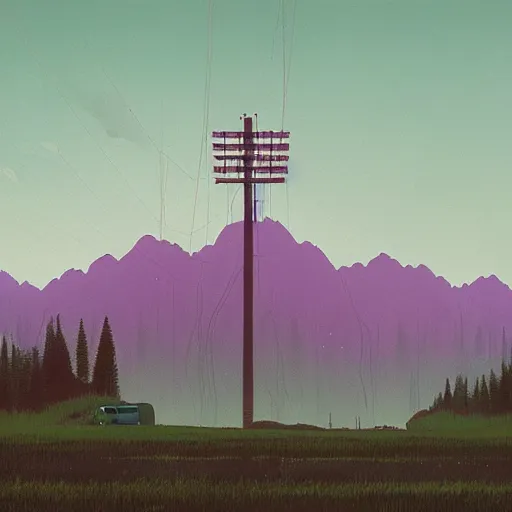 Prompt: green mountains, by simon stalenhag