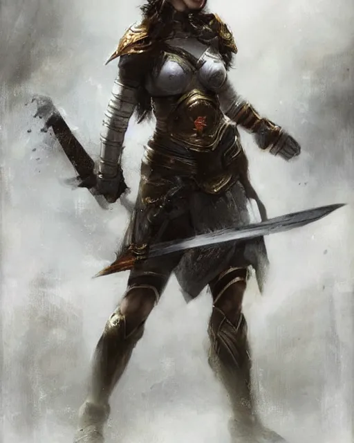 Image similar to a beautiful and strong female warrior by Ruan Jia