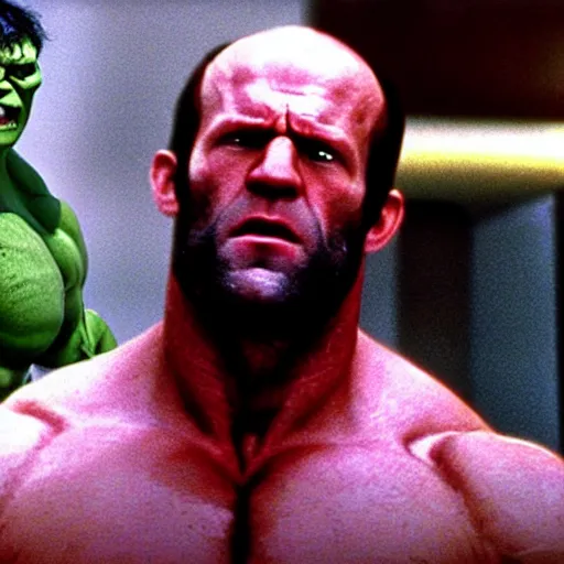 Image similar to jason statham as hulk in 1 9 7 7 movie