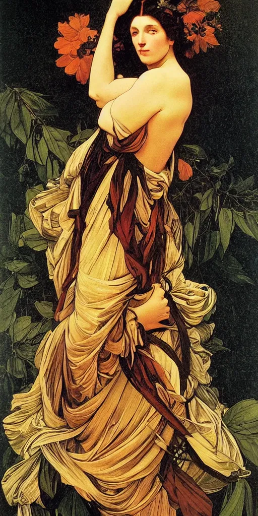 Prompt: mother nature, atmospheric light, head to toe, in the golden hour, by caravaggio, by mucha