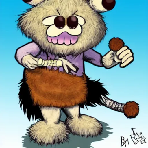 Image similar to A character based on a haggis, cartoon style, soft and cuddly with fur, In the style of Dreamworks, Art by Brian Bolland, Trending on CGSociety, Manga and Anime