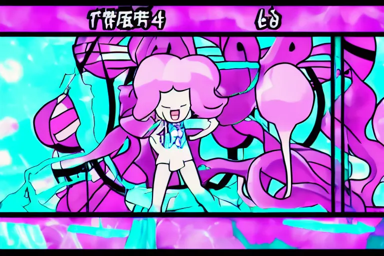 Prompt: rose quartz from steven universe is the blackened, danganronpa trial screenshot, from a video sequence, intense lighting