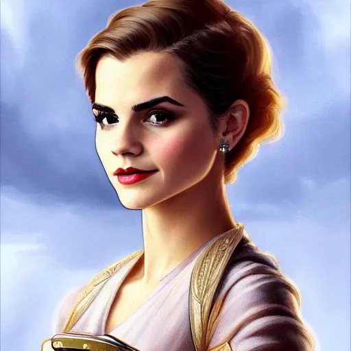 Image similar to A combination of Victoria Justice's and Grace Kelly's and Emma Watson's appearances as an astronaut, full body portrait, western, D&D, fantasy, intricate, elegant, highly detailed, digital painting, artstation, concept art, matte, sharp focus, illustration, art by Artgerm and Greg Rutkowski and Alphonse Mucha