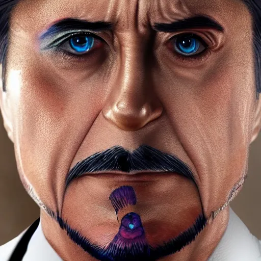 Prompt: tony stark wearking makup in the gay parade, 8k resolution, close-up shot, hyper-detailed