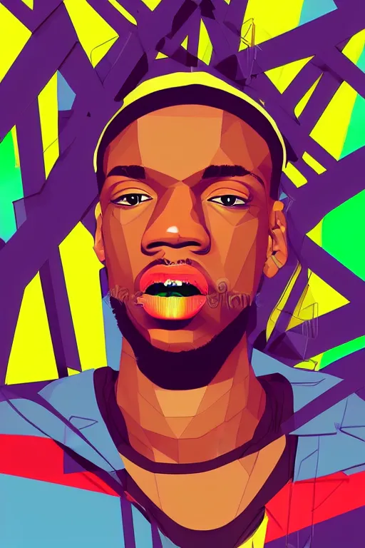 Prompt: full length illustration of 9 0 s hip - hop rapper, digital painting, trending on art station and devian art, pop art, low polygons illustration