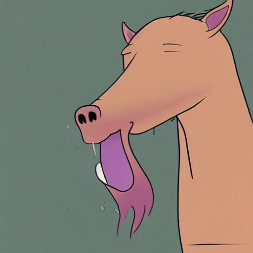 Prompt: bojack horseman sneezing, photorealistic