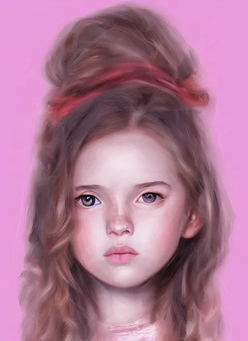 Image similar to a higly detailed digital art portrait of a cute, playful young woman by laia lopez