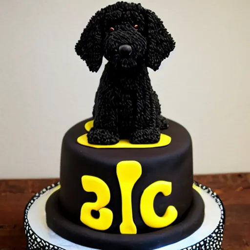 Image similar to black goldendoodle birthday cake,