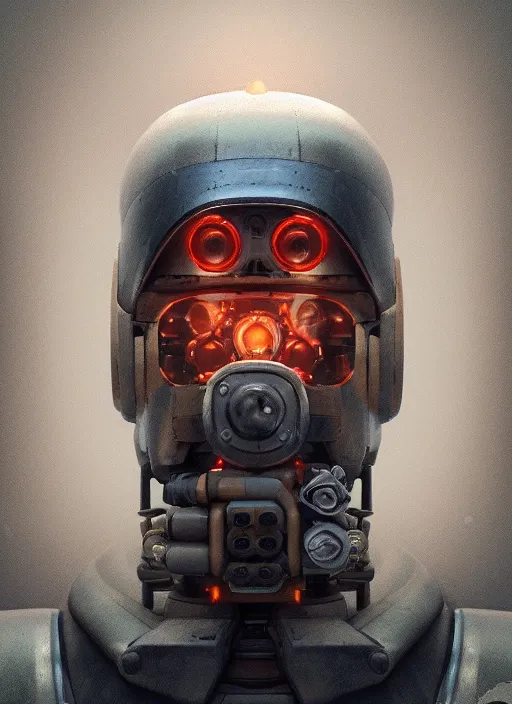 Prompt: steampuk robot portrait, trending in artstation, cinematic lighting, studio quality, smooth render, unreal engine 5 rendered, octane rendered, art style by klimt and nixeu and ian sprigger and wlop and krenz cushart.