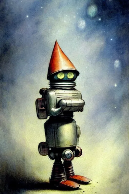 Prompt: ( ( ( ( ( 1 9 5 0 s robot knome b 9 robot lost in space. muted colors. ) ) ) ) ) by jean - baptiste monge!!!!!!!!!!!!!!!!!!!!!!!!!!!!!!