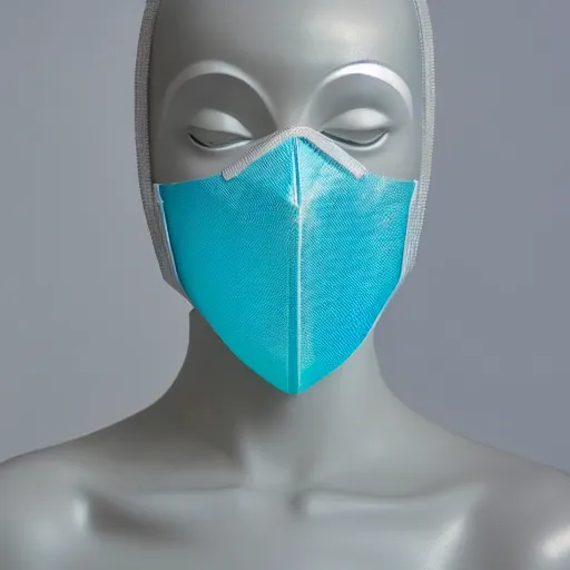 Prompt: an ultra high definition professional studio quality photograph of a transparent iridescent perspex pastel coloured face mask and coat on a white coat hook in an empty white room. dramatic lighting, ray tracing, refraction, shallow d. o. f, colour corrected, golden ratio, three point light. volumetric shadows. light rays.