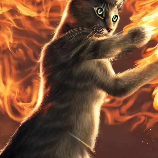 Prompt: war between cats and dogs, epic, digital, art, fire, smoke, suspense